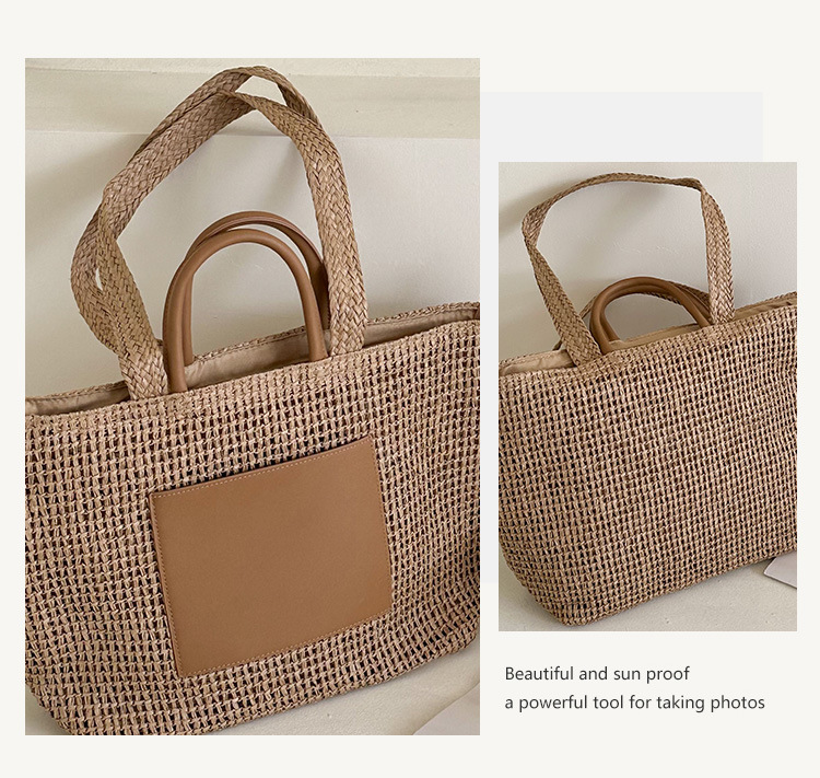 韩国超火爆款草编包包女2024新款夏天淑女手提包大容量单肩腋下包详情13