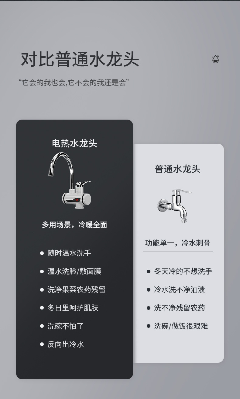 家用电热水龙头即热式厨房洗菜快速加热三秒速热水龙头外贸亚马逊详情7