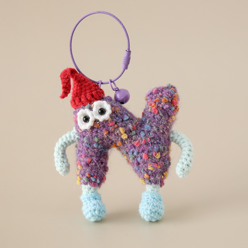 课堂知识创意学生英文字母毛线钥匙扣26个字母挂件手混线包包挂饰详情15