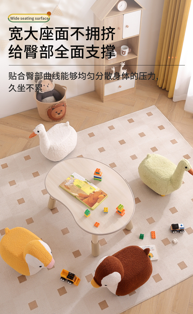 儿童卡通动物凳子网红大白鹅座椅门口换鞋凳鸭子带滑轮客厅小凳子详情7