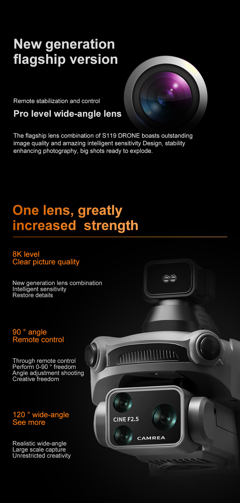 The new cross-border S119 drone features GPS positioning for return with a screen and is a high-end aerial photography quadcopter with an 8k long battery life pic 33