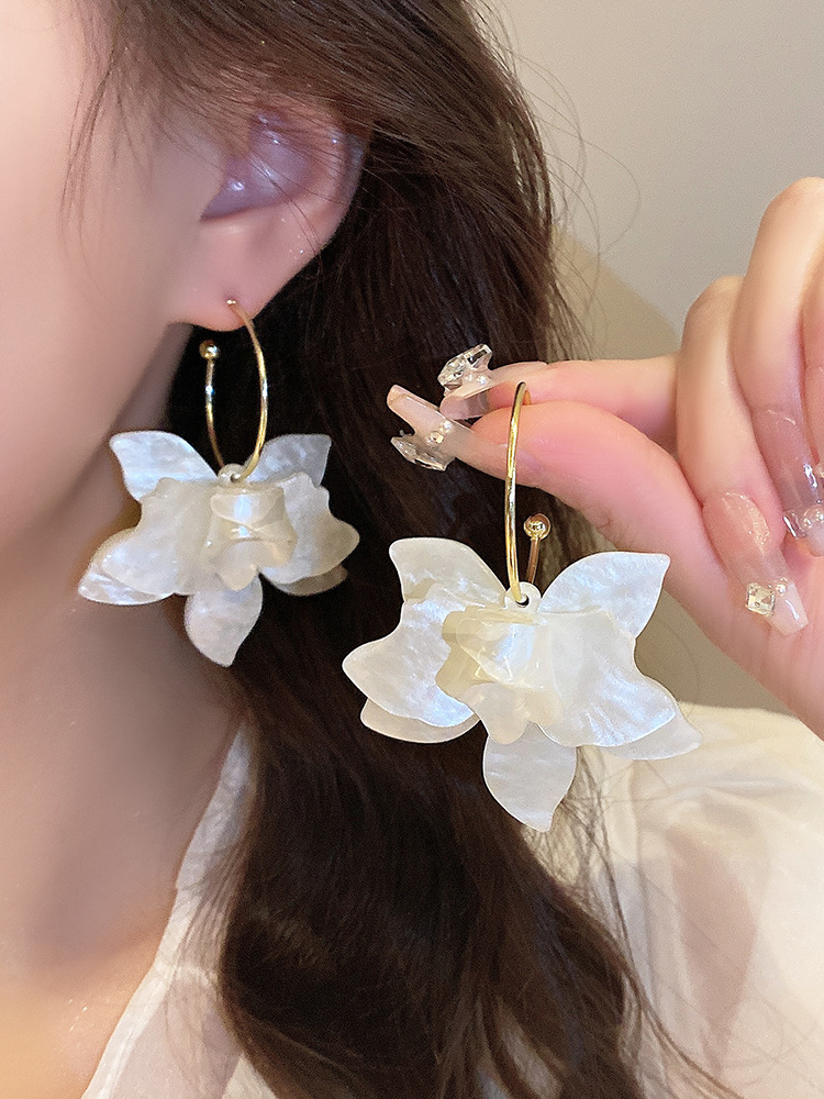 超仙法式度假花朵耳环女高级感轻奢气质耳饰小众设计感时尚耳坠详情4