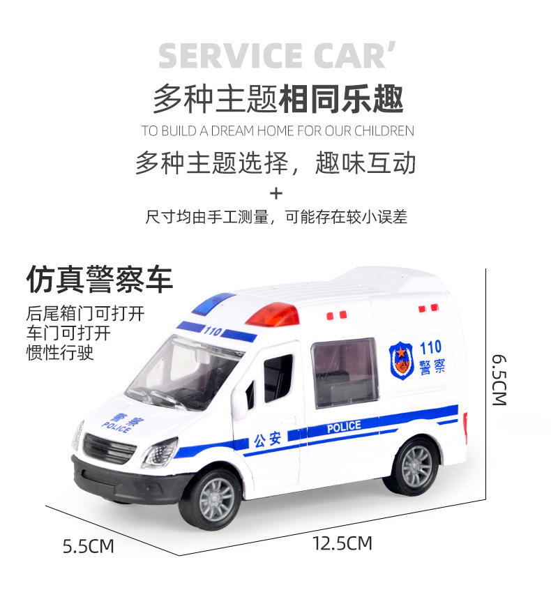 跨境惯性玩具车救护车警车消防车男孩女孩儿童玩具可开门汽车模型详情8