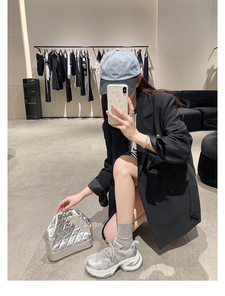 厚底银色老爹鞋女2025春夏新款透气增高网红炸街ins潮休闲运动鞋详情21