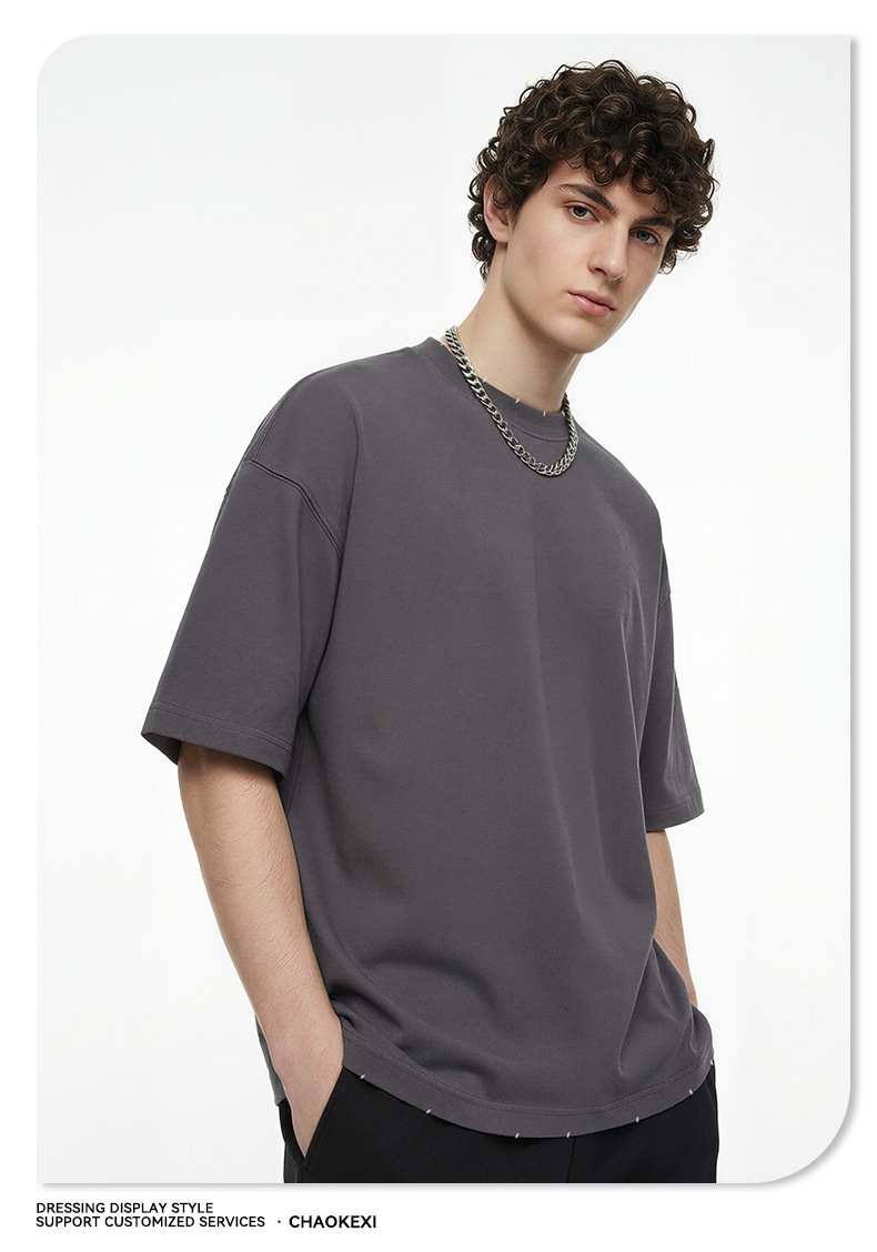 CKX2026 Summer Wholesale trendy brand loose and trendy Solona cool fabric solid color short-sleeved T-shirt for boys pic 19