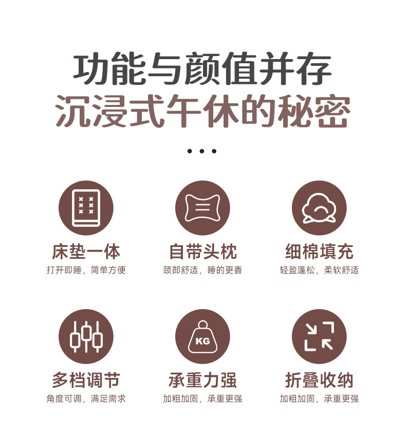 Folding bed for midday rest, outdoor single bed, simple and portable office nap camp bed, multi-functional lounge chair, companion bed pic 2