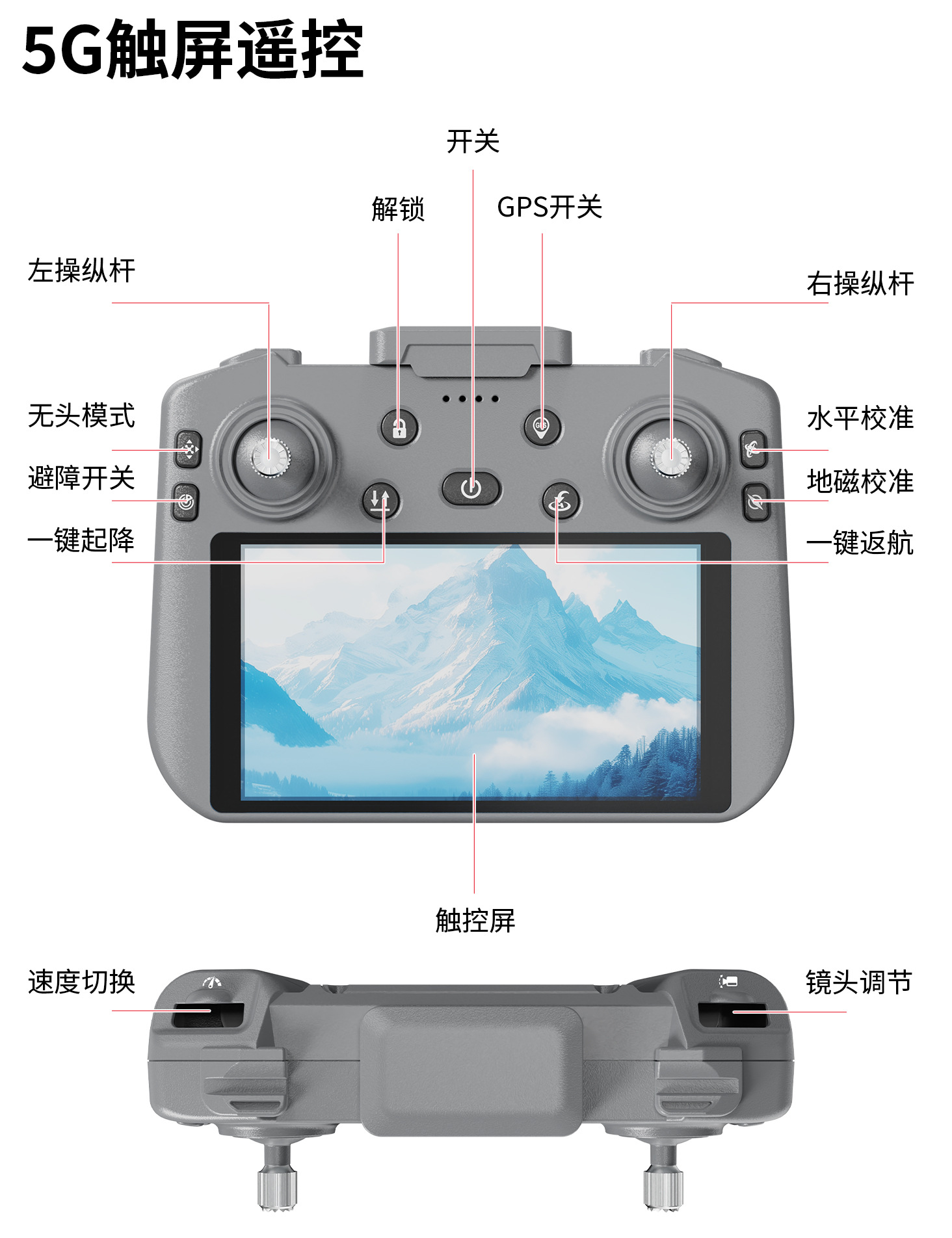 触摸屏遥控器B8S无人机GPS返航无刷光流悬停四轴飞行器跨境飞机详情22