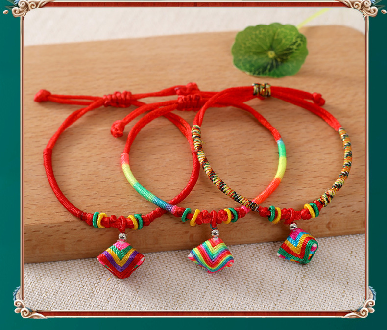 Wholesale of colorful rope bracelets with ethnic style for the Dragon Boat Festival, hand-woven small zongzi bracelets for adults, children and babies pic 25
