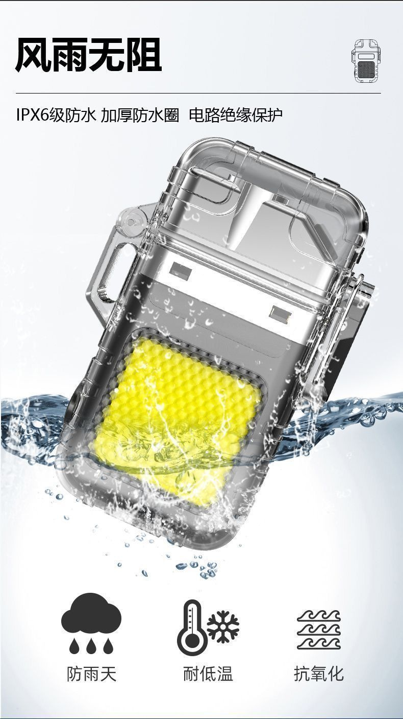 新款透明充电电弧打火机钥匙扣灯 多功能个性户外照明灯 野营露营便携详情5