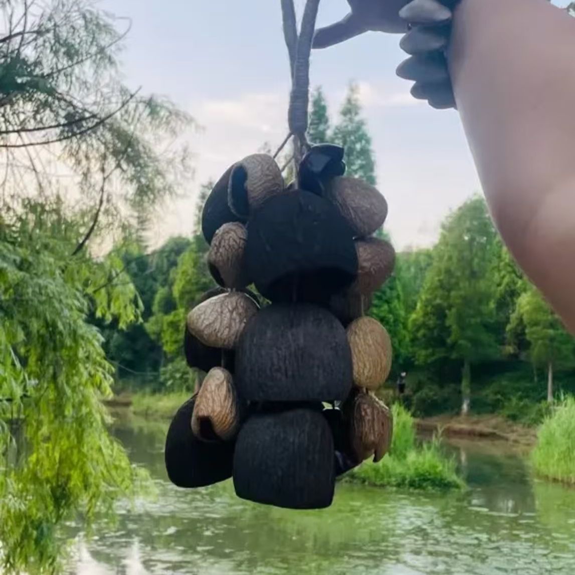 果壳风铃挂件材料全套diy材料成品手工制作果混合三果手摇铃详情14