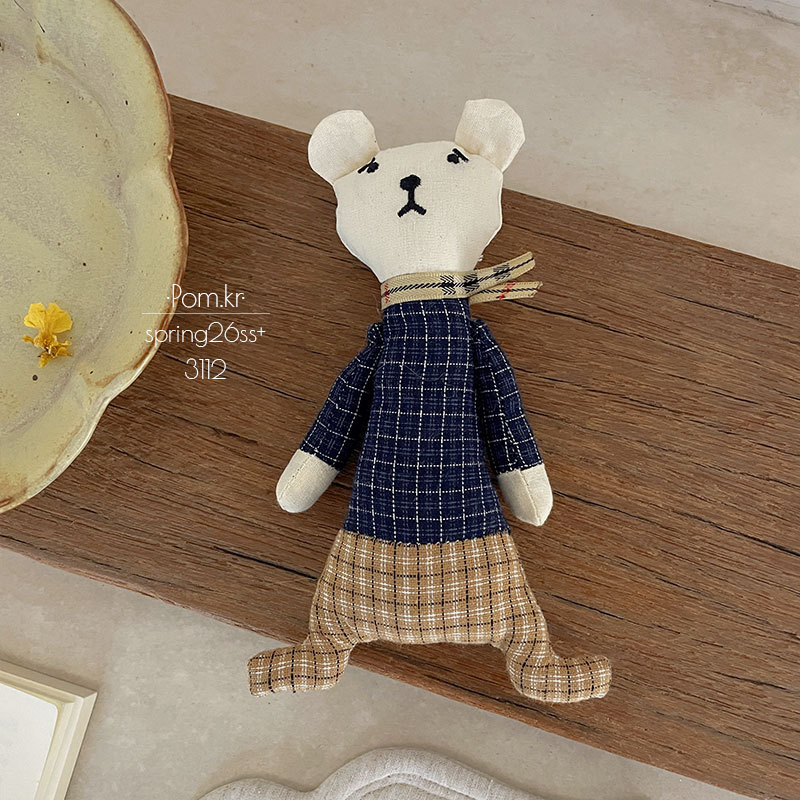 新款韩版创意小熊娃娃布艺手作格纹充棉立体玩偶宝宝安抚玩具摆件详情6