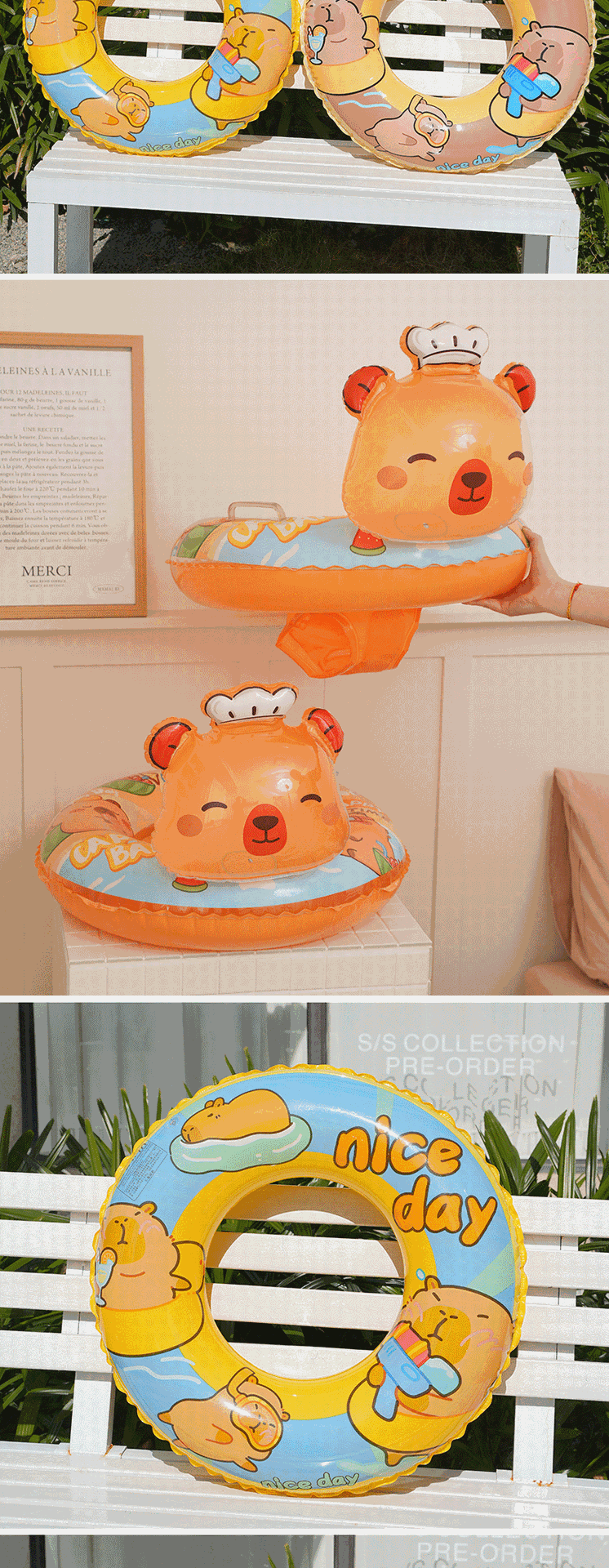 新款飞机座艇水豚儿童座圈充气游泳圈水上戏水玩具带方向盘泳圈   高档加厚 儿童水上游玩拍照打卡神器 优质环保详情7