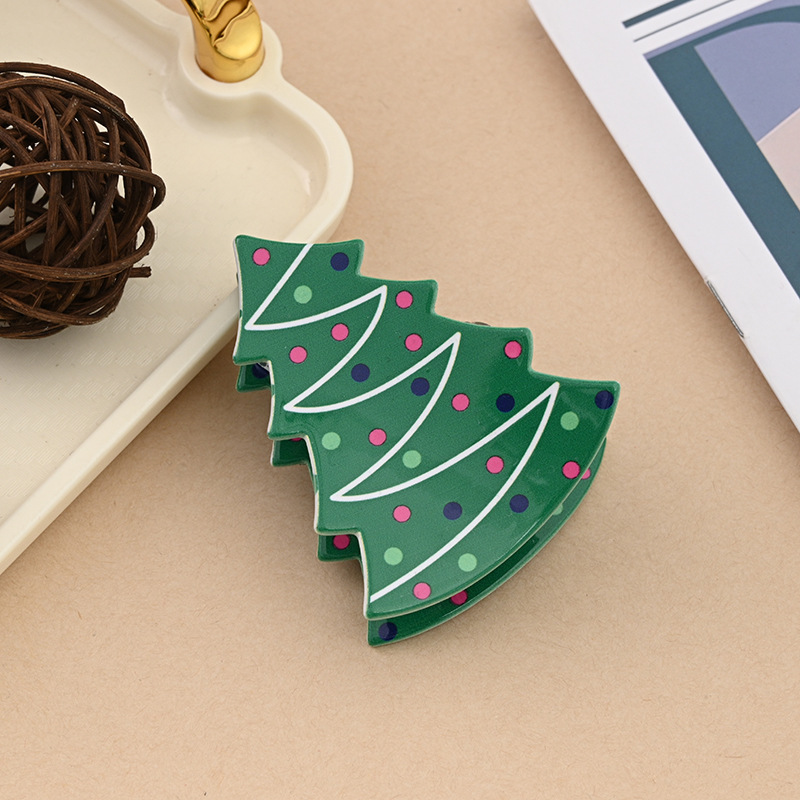 圣诞风发夹新款PVC印花圣诞节抓夹雪人圣诞老人可爱节日氛围头饰详情9