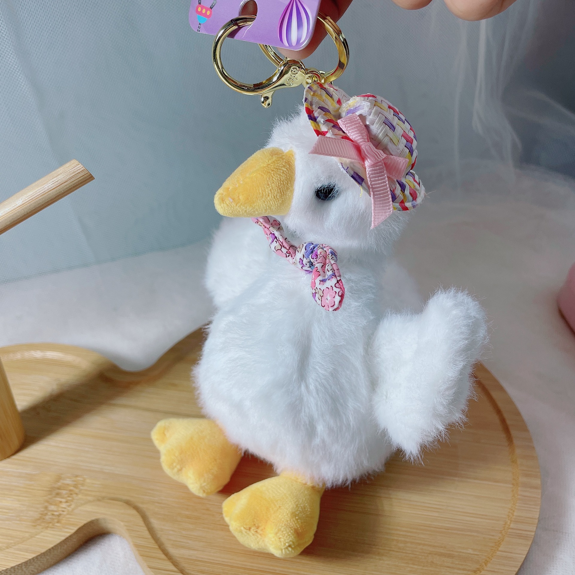Cute gentleman goose plush keychain pendant, noble lady goose, proud goose plush doll bag pendant pic 3