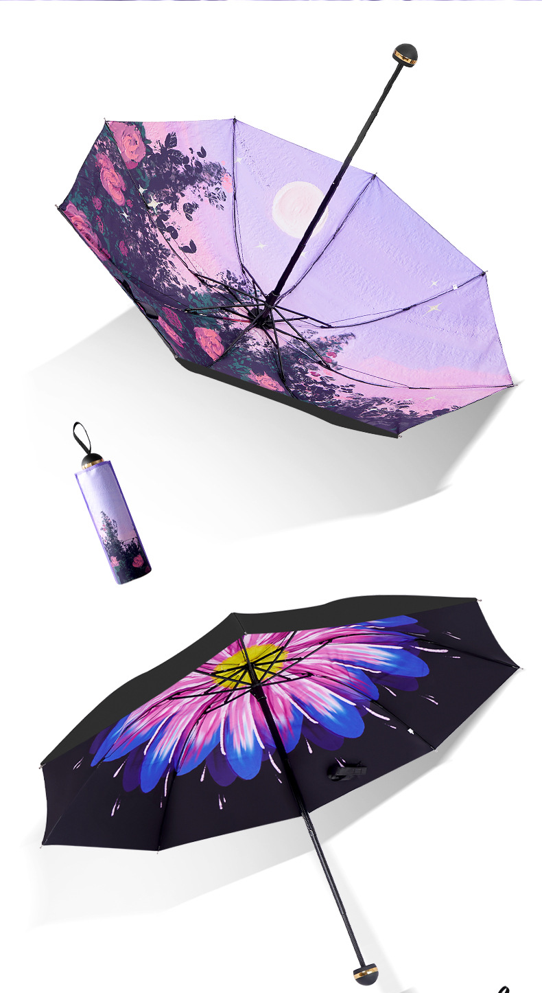 防紫外线女士晴雨两用雏菊双层黑胶太阳伞批发遮阳雨伞可加LOGO详情14