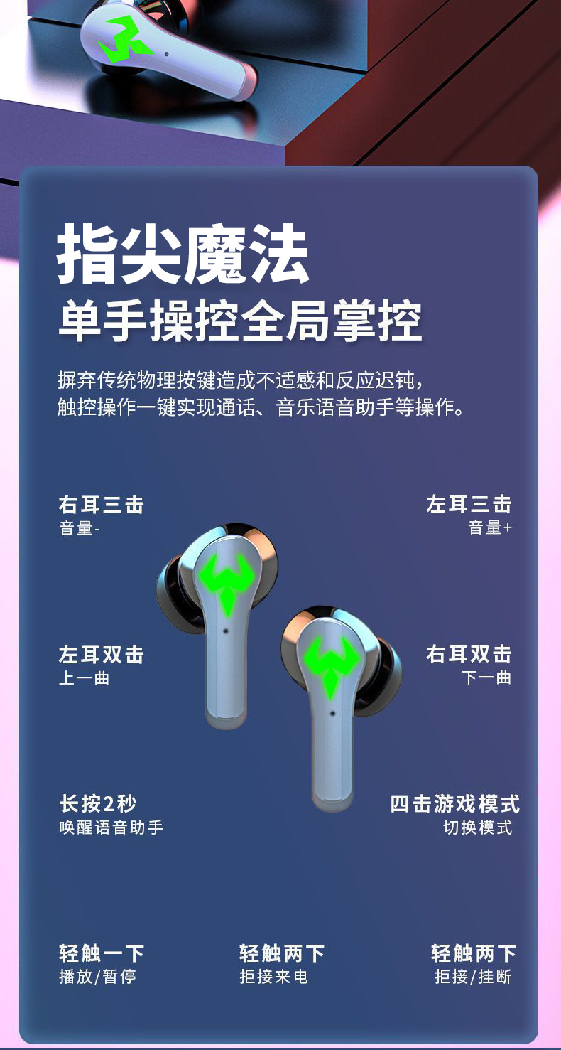 跨境新款N35游戏蓝牙耳机无线入耳式低延迟低功耗电竞蓝牙耳机tws详情30