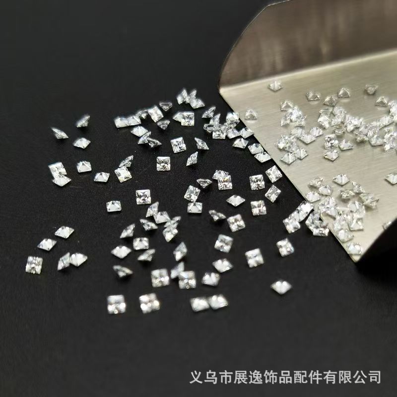 爆款直角正方形透明白色合成锆石裸石 方形饰品配饰厂家批发详情4