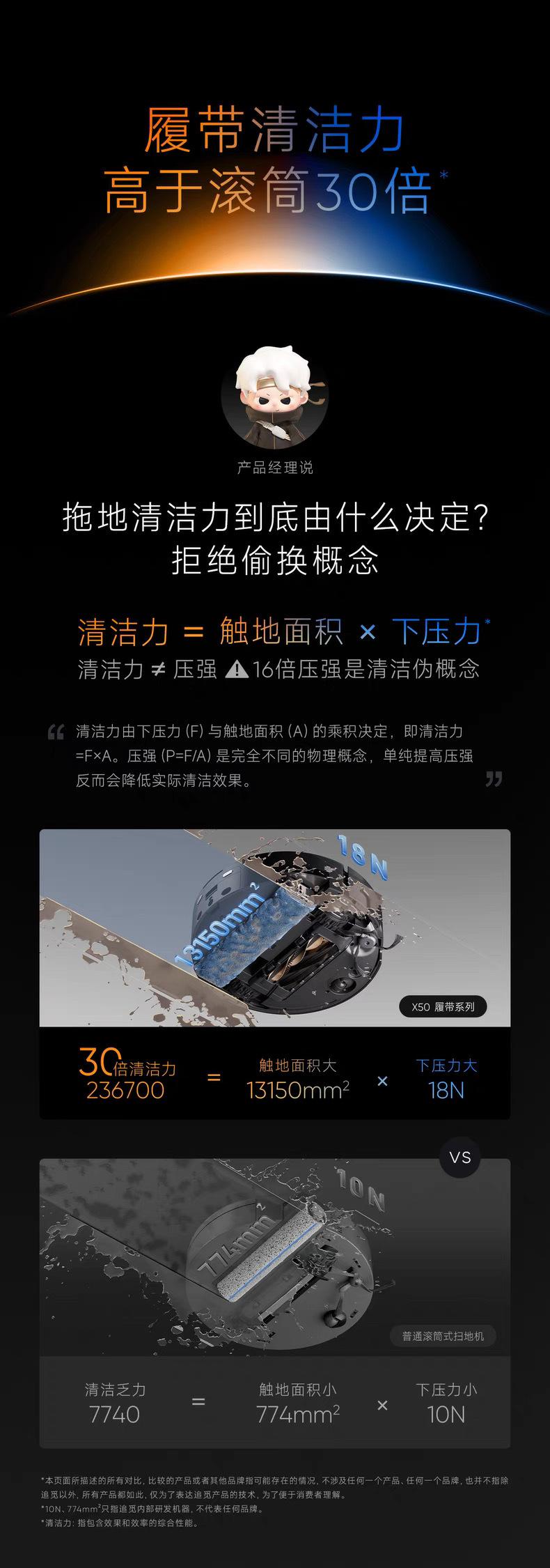 追觅扫地机器人X50Pro履带版AI履带活水洗地机器扫拖一体自动清洗详情2