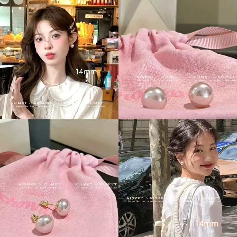 925 Silver Needle Steamed Bun Pearl ear studs for ear piercing, high-end light luxury style earrings, niche and versatile ear clips and earrings pic 5