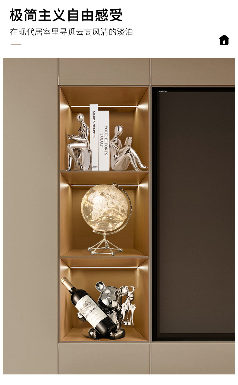Light luxury ornaments, high-end modern bookends, figure ornaments, home living room, TV, wine cabinet, office and study decorations pic 11