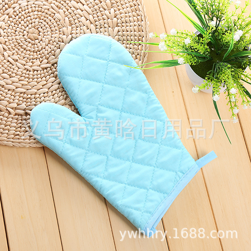 【 Chi Jia 】 Polyester-cotton single-color thickened and enlarged oven baking high-temperature resistant, heat-resistant and heat-insulating microwave gloves gift pic 6