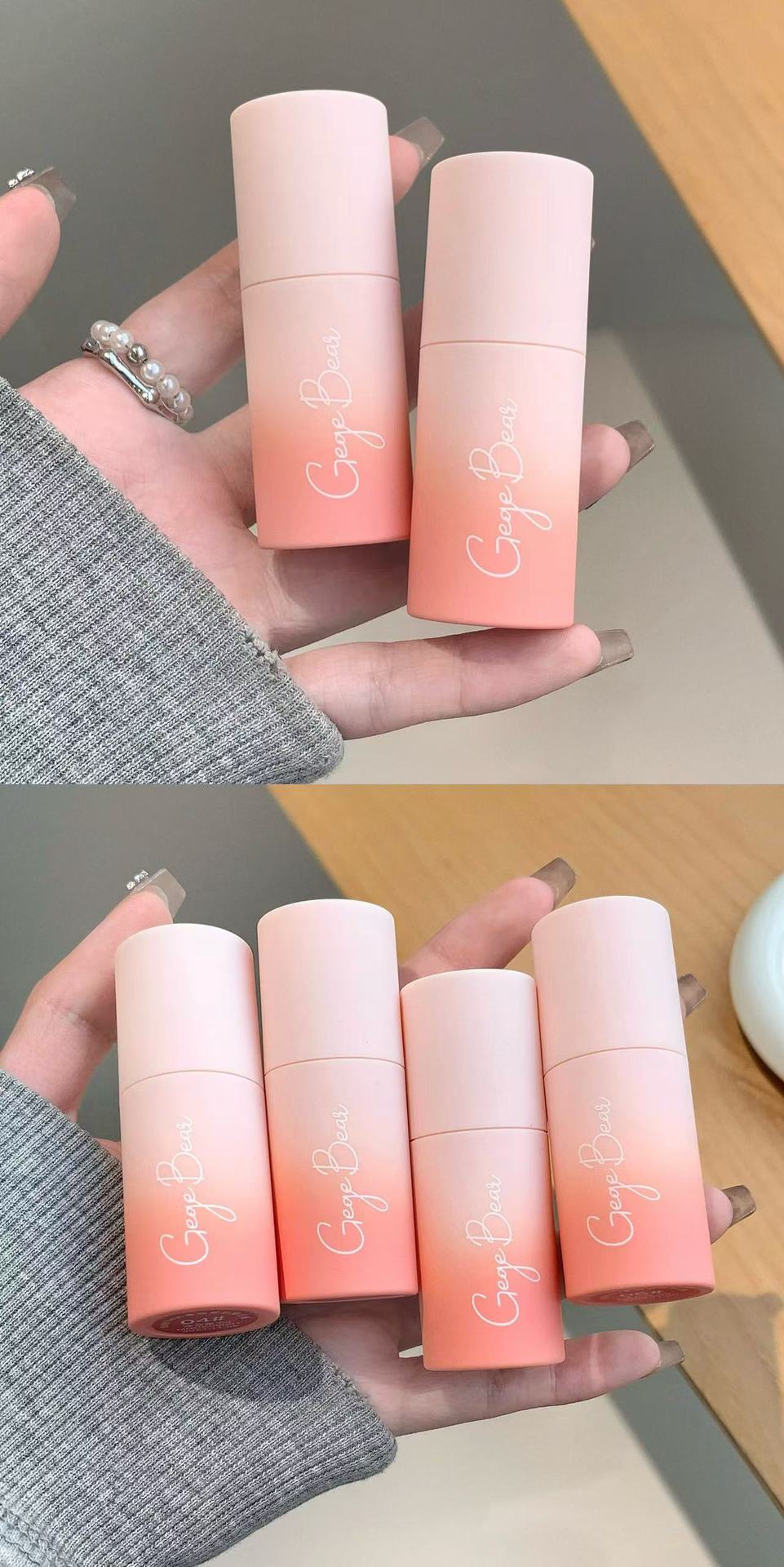 Gegebear Soft and misty blush stick naturally contors and brightens the complexion. Matte blush brightens the natural look of a lively girl without makeup pic 14