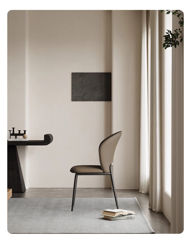 Light luxury dining chairs, home Italian minimalist high-end style hotel negotiation chairs, restaurant chairs, simple dining tables, leather stools pic 9