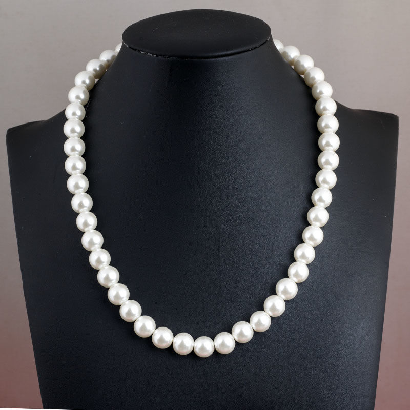 珍珠项链女送妈妈玻璃仿珍珠白色圆珠饰品旗袍配饰锁骨链颈链详情5