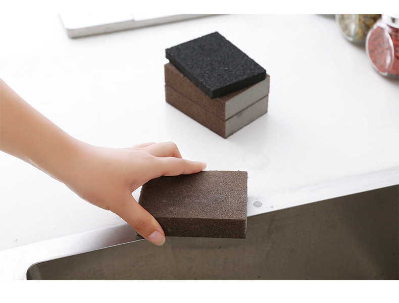 Kitchen diamond sand sponge cleaner, a household stain and rust removal wonder, magic scrub for black stains on the bottom of POTS, cleaning sponge block pic 9