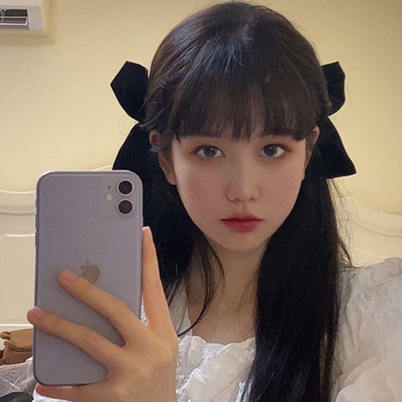 金智秀同款缎面蝴蝶结对夹黑色发夹可爱少女侧边夹简约森系鸭嘴夹详情6