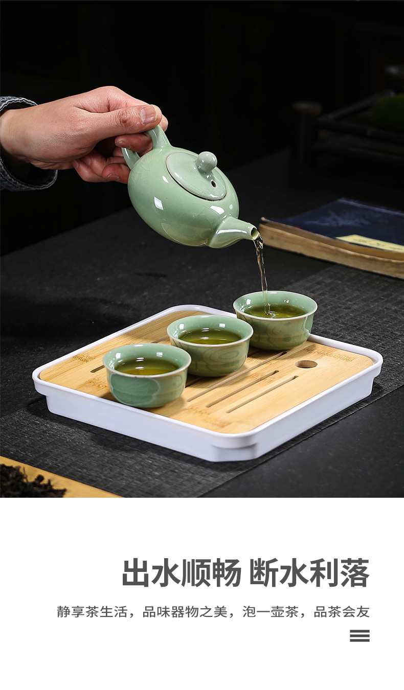 旅行茶具哥窑汝窑套装批发茶盘家用结婚开业房地产伴手礼可加印Lo详情12