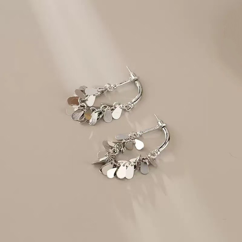 个性金属感麦穗树叶流苏耳扣时尚气质高级感小众百搭耳环女详情1