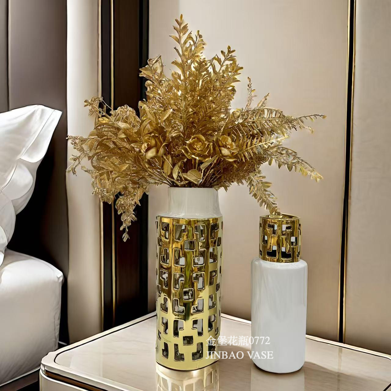 Nordic creative ceramic vases, rotating aesthetic ornaments, high-end living room entrance hall tabletop, dining table, dried flower decorations pic 5