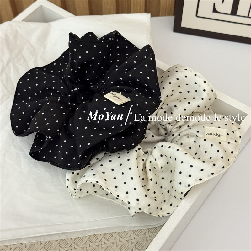 韩版气质波点大肠发圈复古高级感小蛮腰发绳低马尾头绳丸子头头花详情8