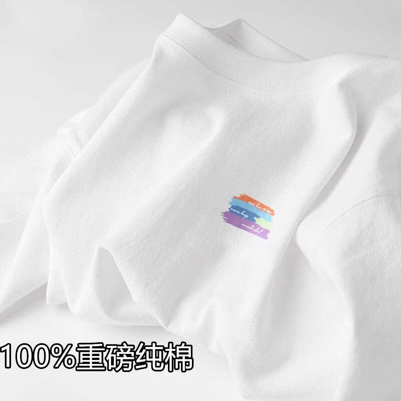 新疆纯棉短袖t恤男女同款清新简约白色打底衫ins夏季宽松半袖体恤详情6