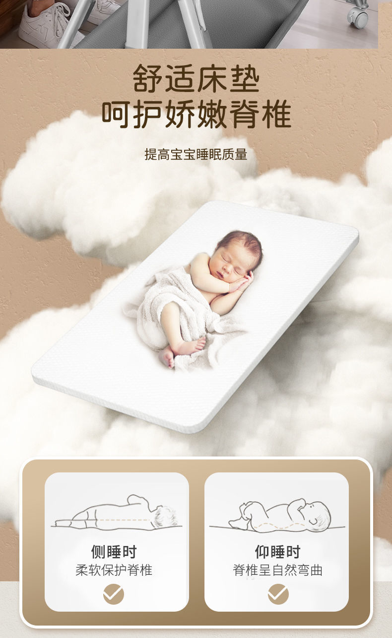 多功能可折叠婴儿床可移动便携式新生儿摇篮床欧式宝宝床拼接大床详情11