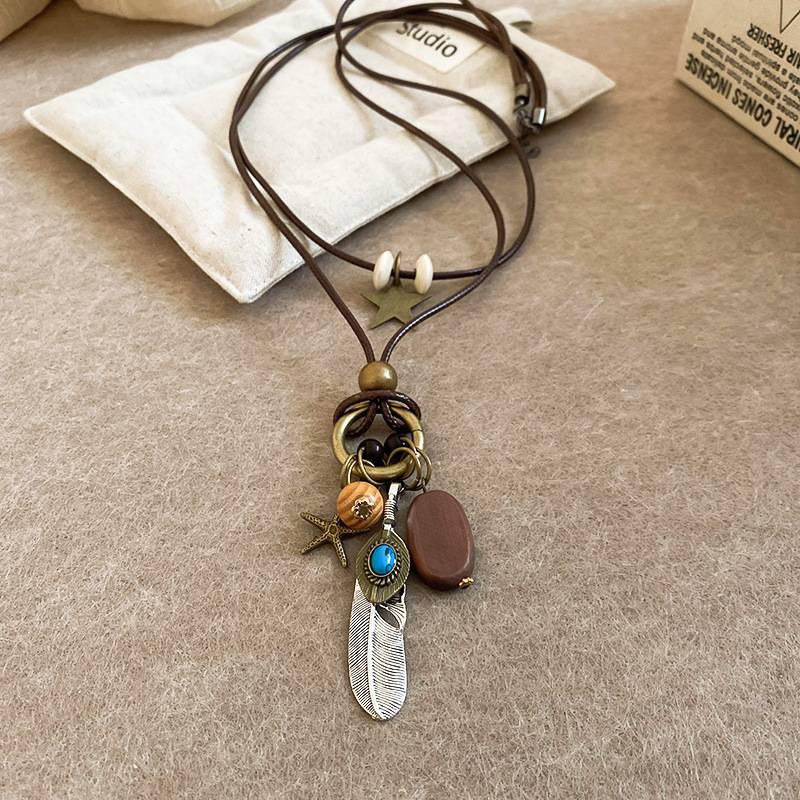 跨境复古民族风吊坠项链网红百搭高级感毛衣链小众简约饰品批发女详情6