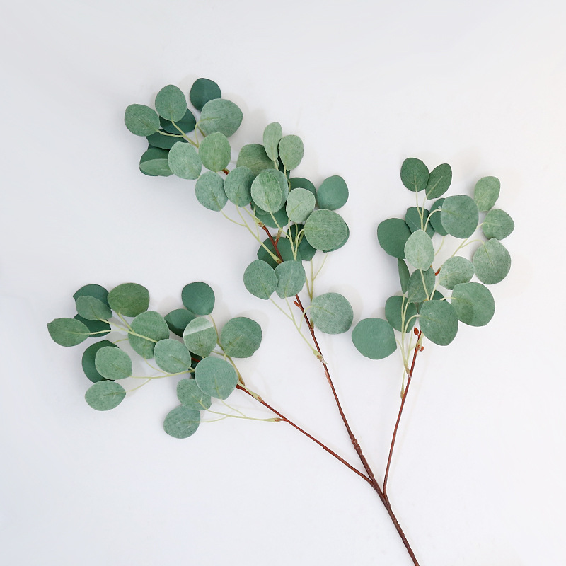 仿真植物小圆叶3叉婚礼装饰小扇叶跨境厂家批发金钱叶吊顶婚庆详情9