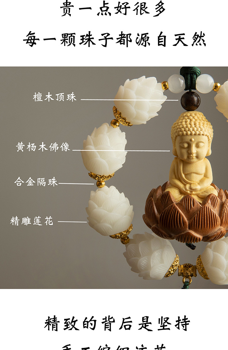 莲花汽车挂件车内黄杨木小佛后视镜车载挂饰车内平安装饰用品车挂国潮详情5
