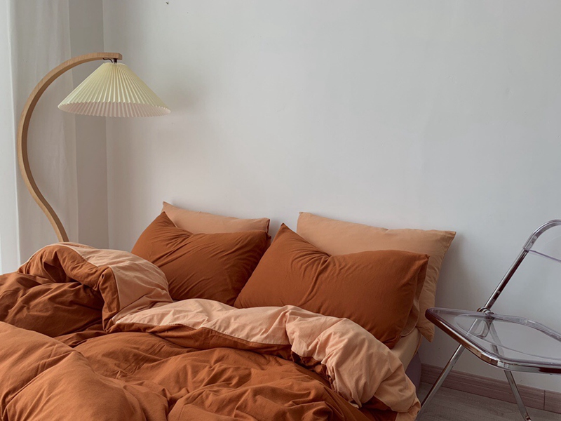 ins Japanese-style solid color all-cotton knitted cotton four-piece set, skin-friendly nude sleeping plain double-layer Indian cotton bed sheet pic 110