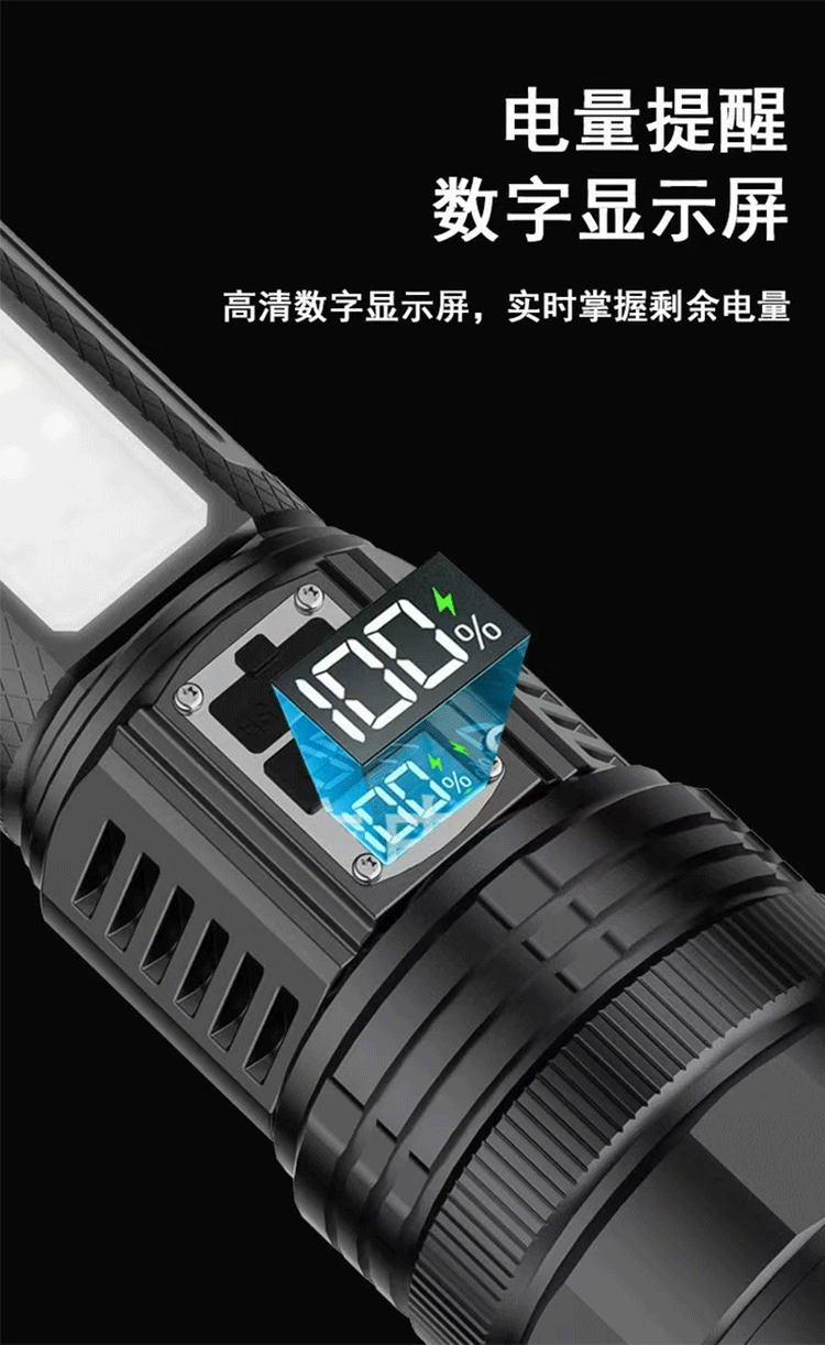 Wholesale of cross-border dual-source led rechargeable flashlights with intense and bright light, outdoor hiking long-lasting lighting fixtures pic 9