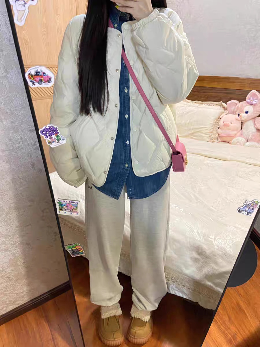 2025秋冬短款菱格圆无领轻薄羽绒服女士内胆白色鸭绒时尚休闲外套详情28