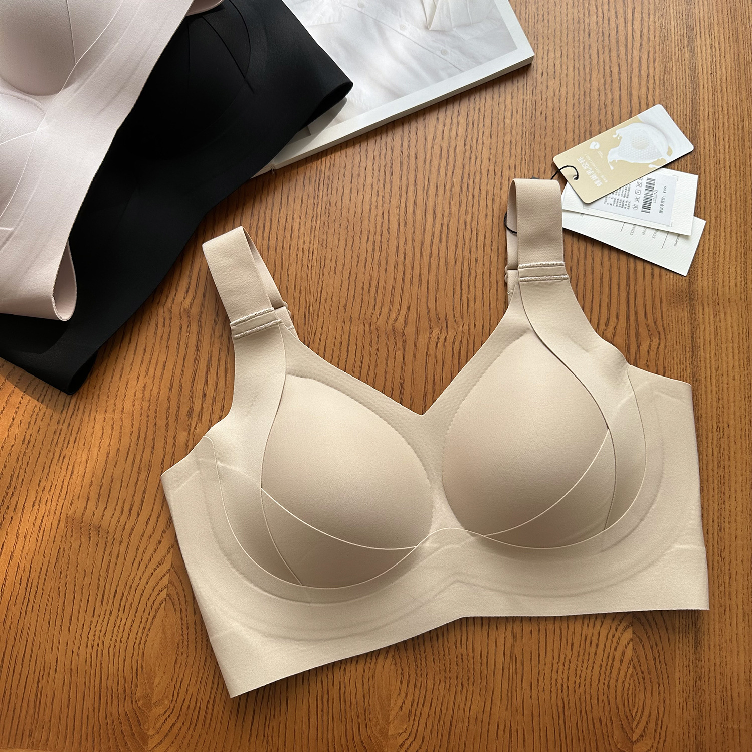 Full-cup latex bra for women, thin cup side-folding and adjustable bra, with a large bust that looks smaller, lifting and anti-sagging pic 72
