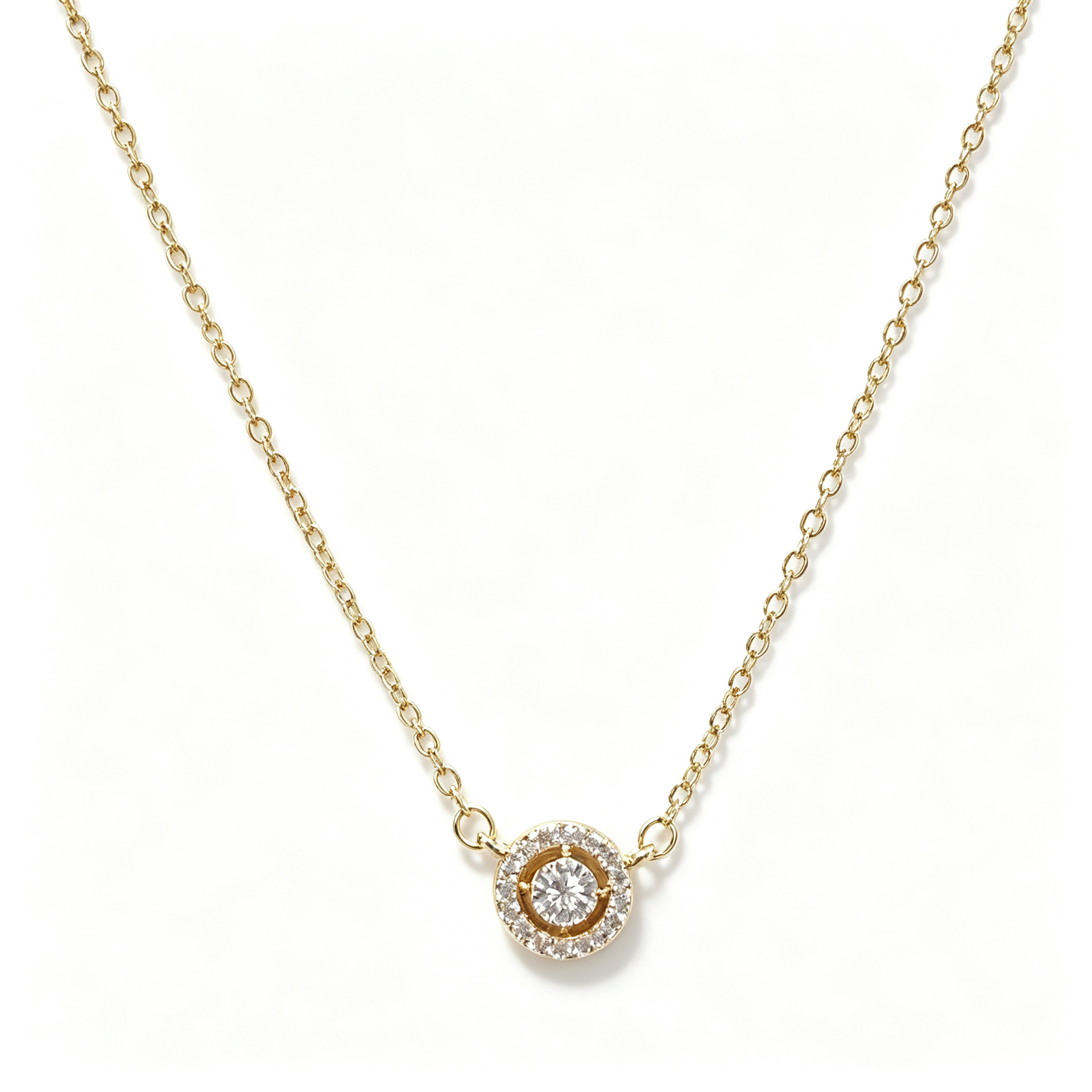 Amazon cross-border round full zirconium collarbone chain for women, simple ins style old money necklace, light luxury, niche and high-end feel pic 6