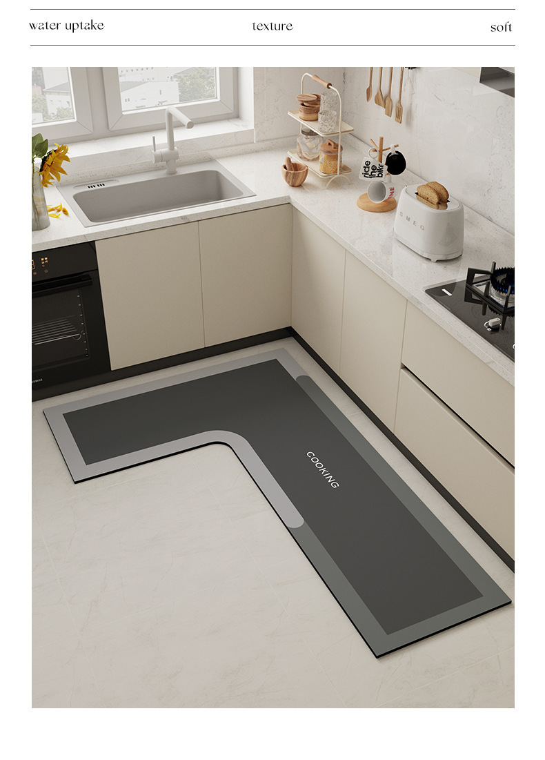 硅藻泥地垫现代简约L型厨房专用吸水脚垫家用耐磨耐脏易打理地垫详情10