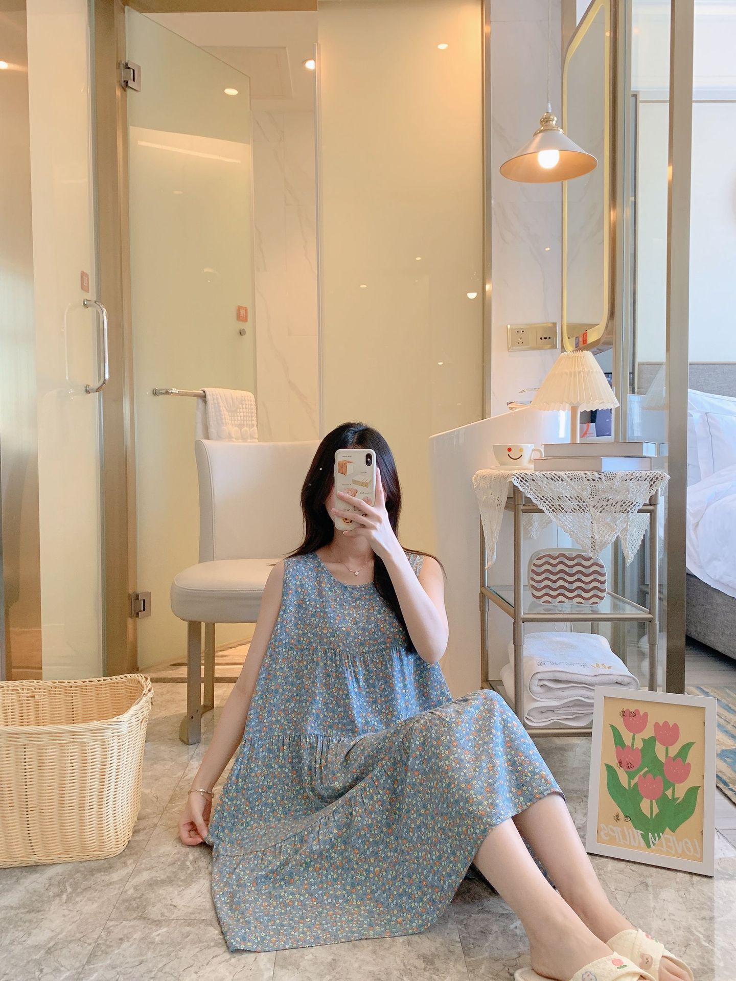 棉绸睡裙女时尚无袖大码印花薄款直播推荐套装可外穿睡衣家居服详情10