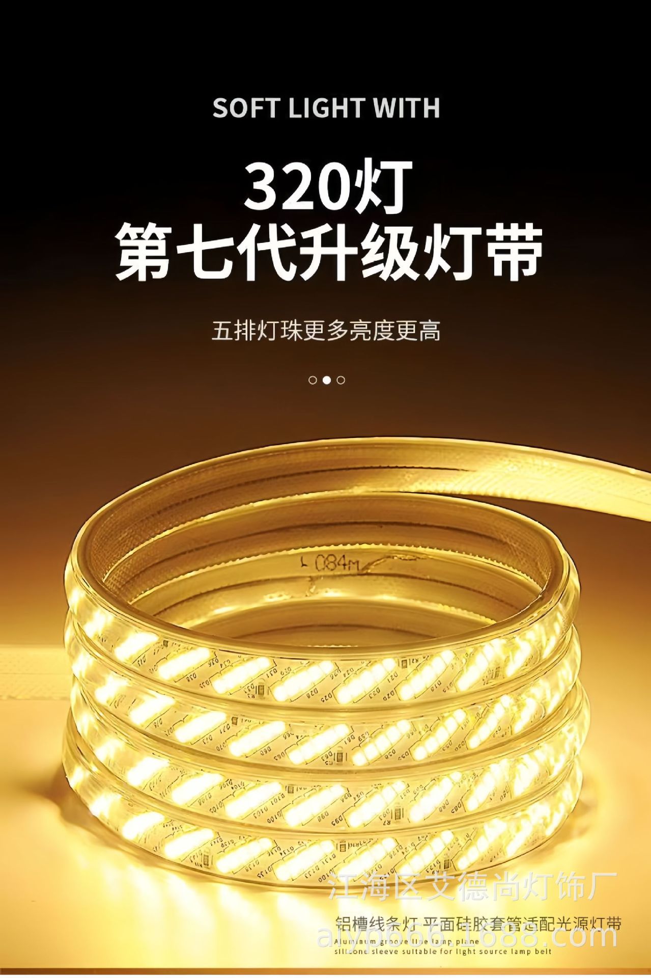 led灯带高压220V灯带超亮灯带5排320珠防水户外隧道工程照明灯条详情1