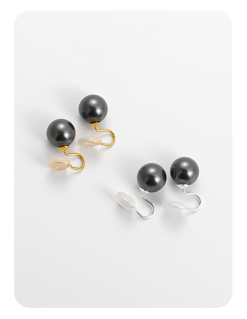 大溪地黑珍珠耳夹无耳洞蚊香盘简约复古气质耳环女高级感秋冬耳饰详情6