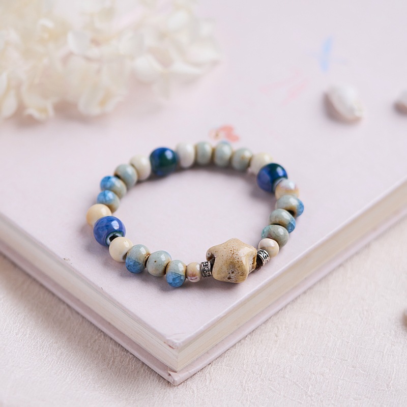 景德镇陶瓷手串礼物新中式百搭一缕瓷集小清新女生手工编织原创详情5