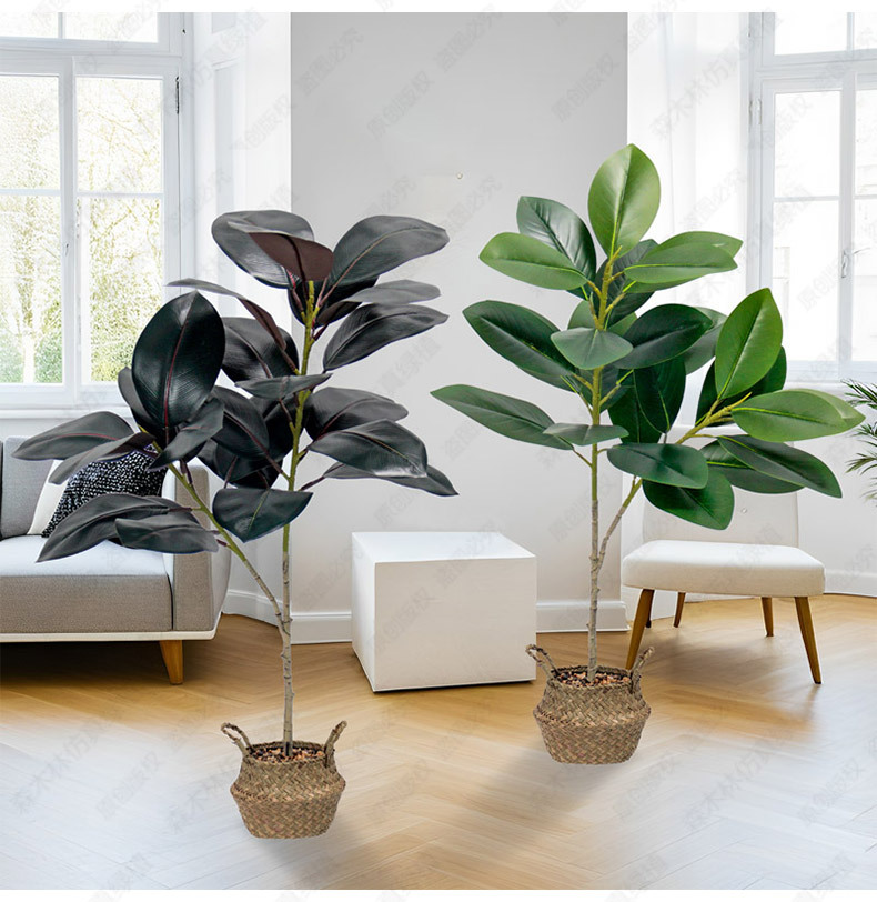 Wholesale of Nordic simulation green plants, rubber trees, black diamond, indoor floor-standing ornaments for living rooms, and plastic broad-leaved shrub decorations pic 9